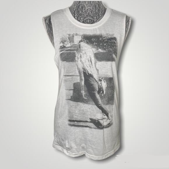 DELIA*S Woman's 2000's Skater Girl White Crewneck Muscle Tee Tunic Size Small - Picture 1 of 5